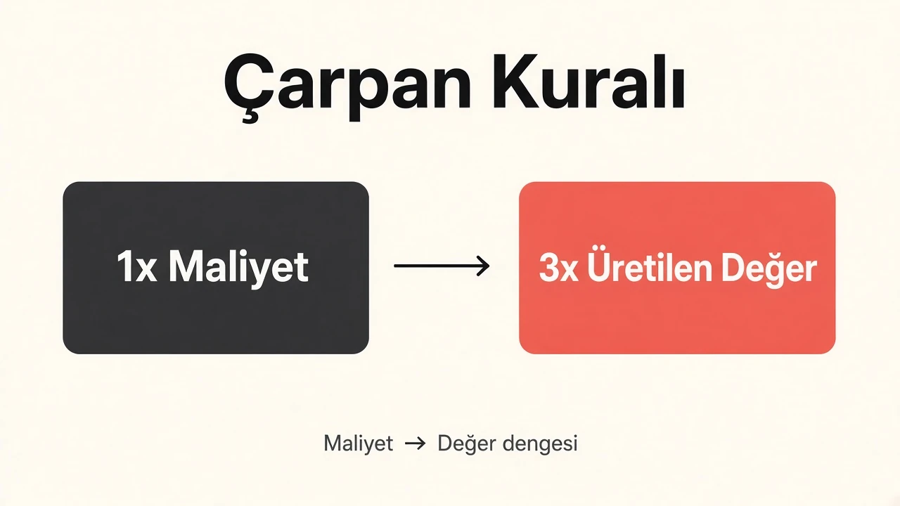 Çalışan maliyeti ve şirket kârlılığı için çarpan kuralı tablosu